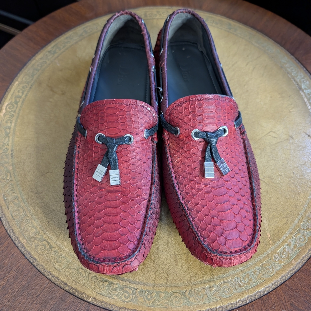DIOR HOMME Genuine Python KVA Snakeskin Tassel Driving Loafers 41 / 8 - Picture 3 of 12